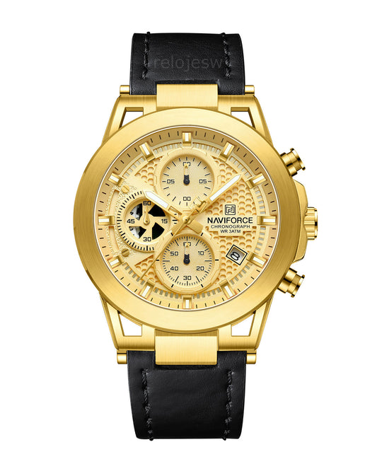 Reloj Naviforce Hombre Negro Dorado NF8073-NEDO