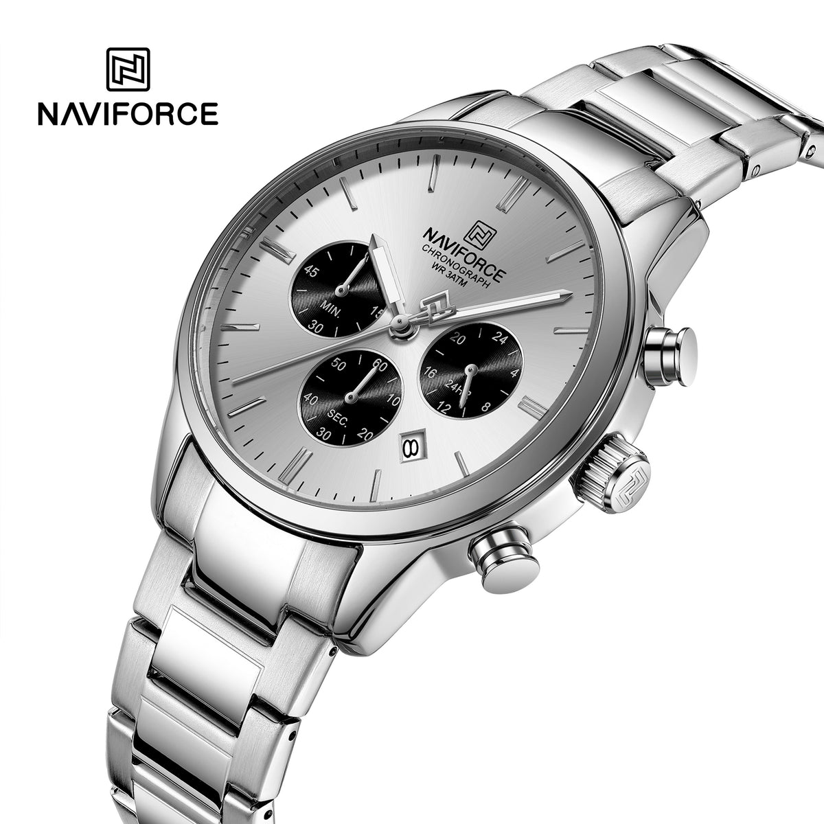 Reloj Naviforce Hombre Original Plateado NF8076-PLBL