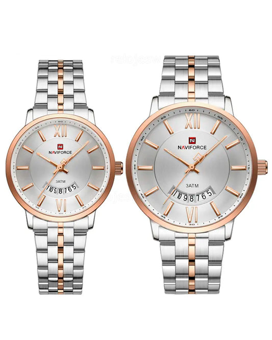 Reloj Naviforce Unisex Plateado y Oro Rosa NF9238-PLOR