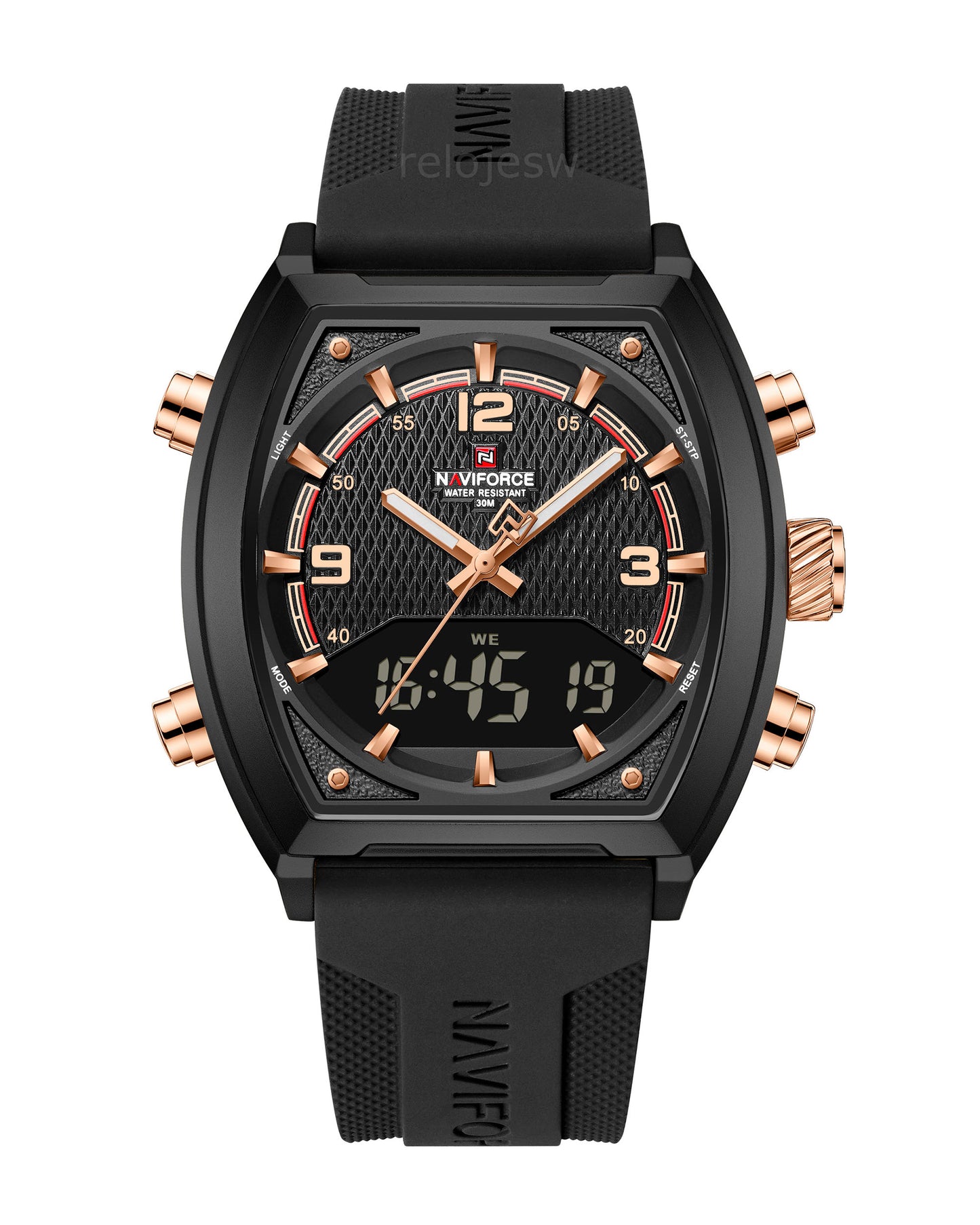 Reloj Naviforce Hombre Negro Oro Rosa NF9242-NEOR