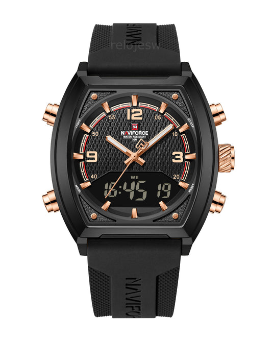 Reloj Naviforce Hombre Negro Oro Rosa NF9242-NEOR