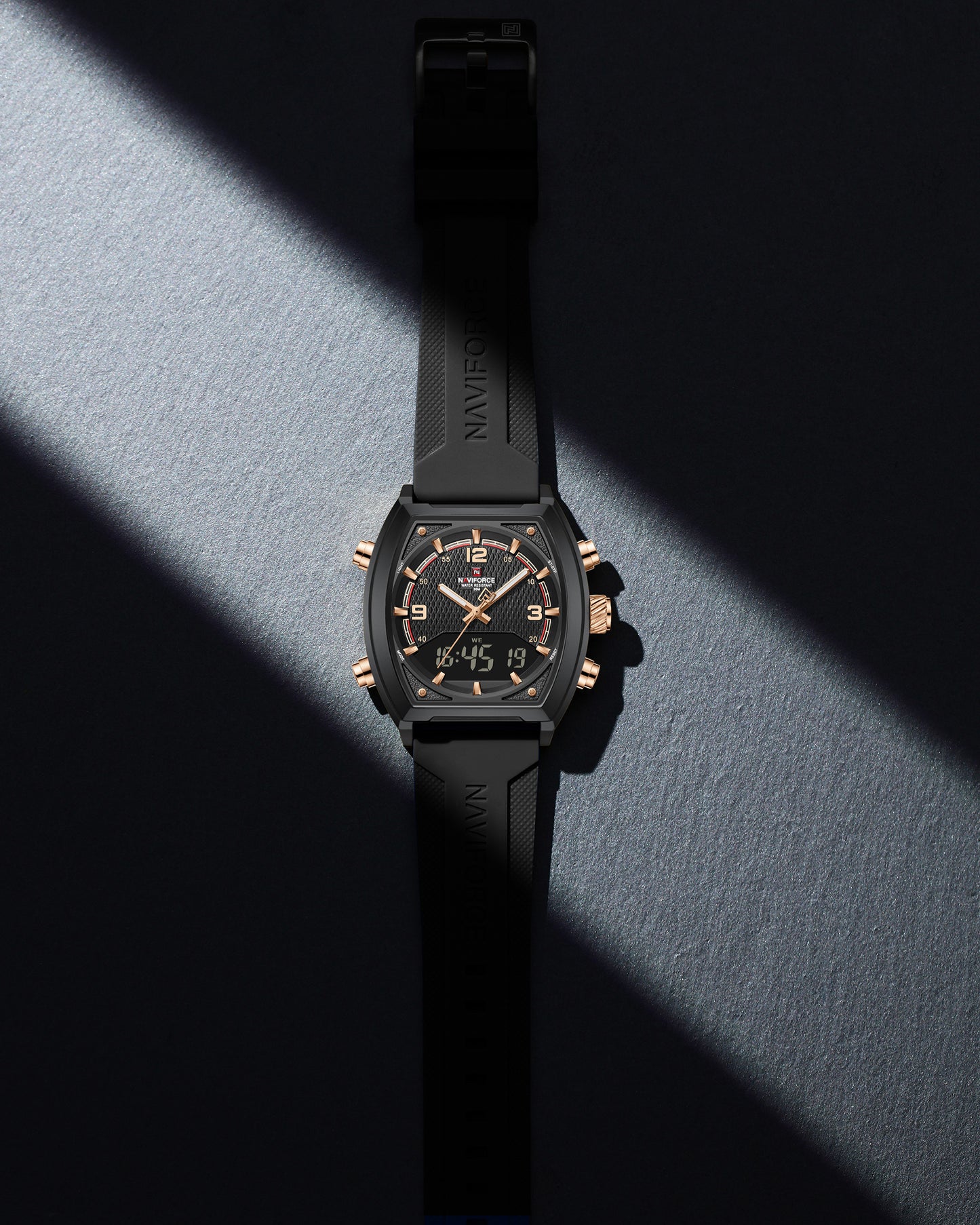 Reloj Naviforce Hombre Negro Oro Rosa NF9242-NEOR