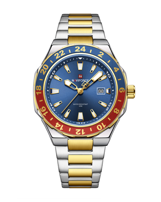 Reloj Naviforce Hombre Plateado y Dorado NF9249-BIAZRO