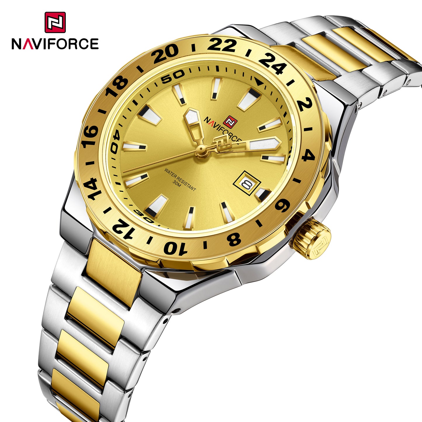 Reloj Naviforce Hombre Original Plateado y Dorado NF9249-BIDO
