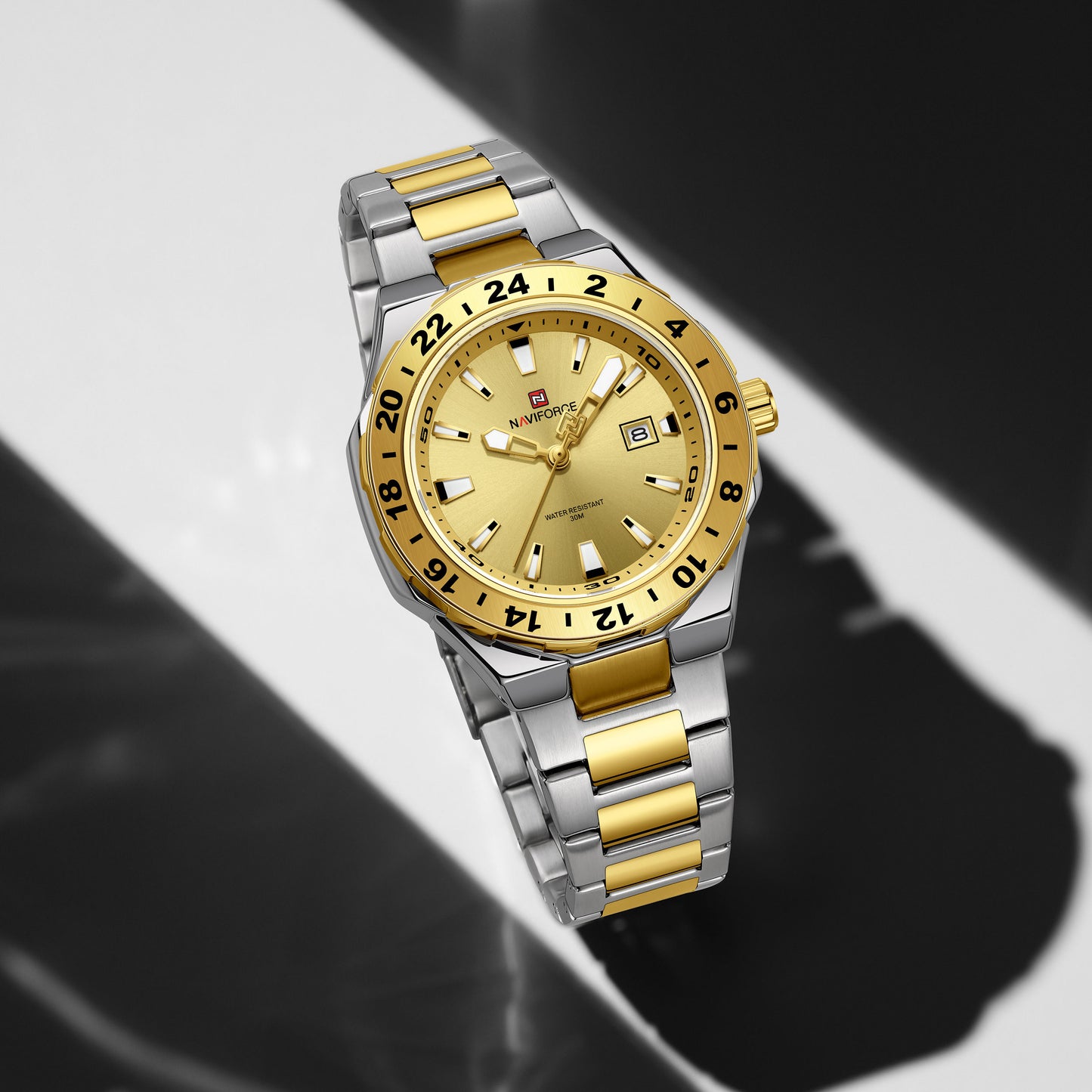 Reloj Naviforce Hombre Original Plateado y Dorado NF9249-BIDO