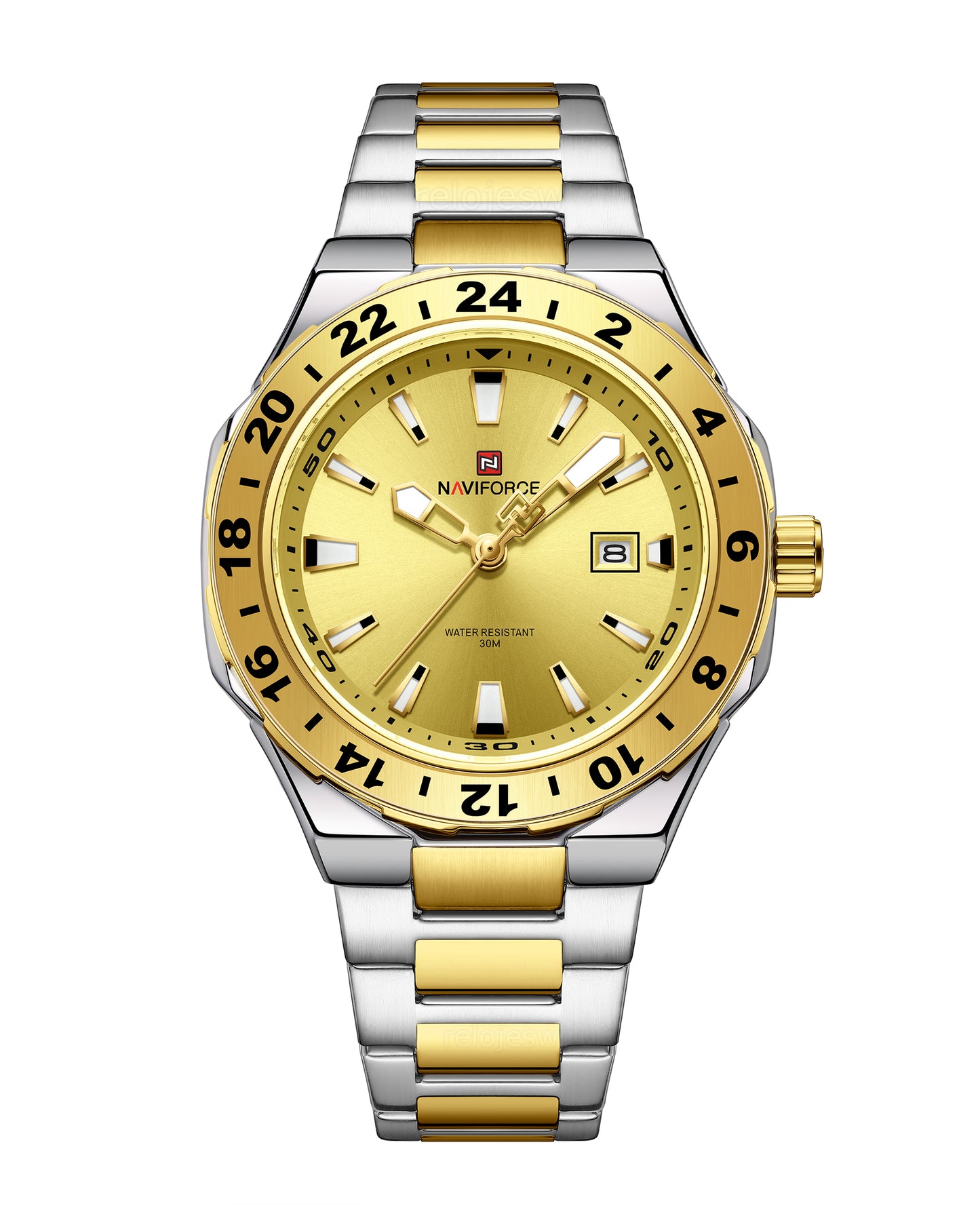 Reloj Naviforce Hombre Original Plateado y Dorado NF9249-BIDO