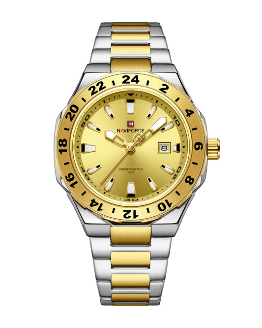 Reloj Naviforce Hombre Plateado y Dorado NF9249-BIDO