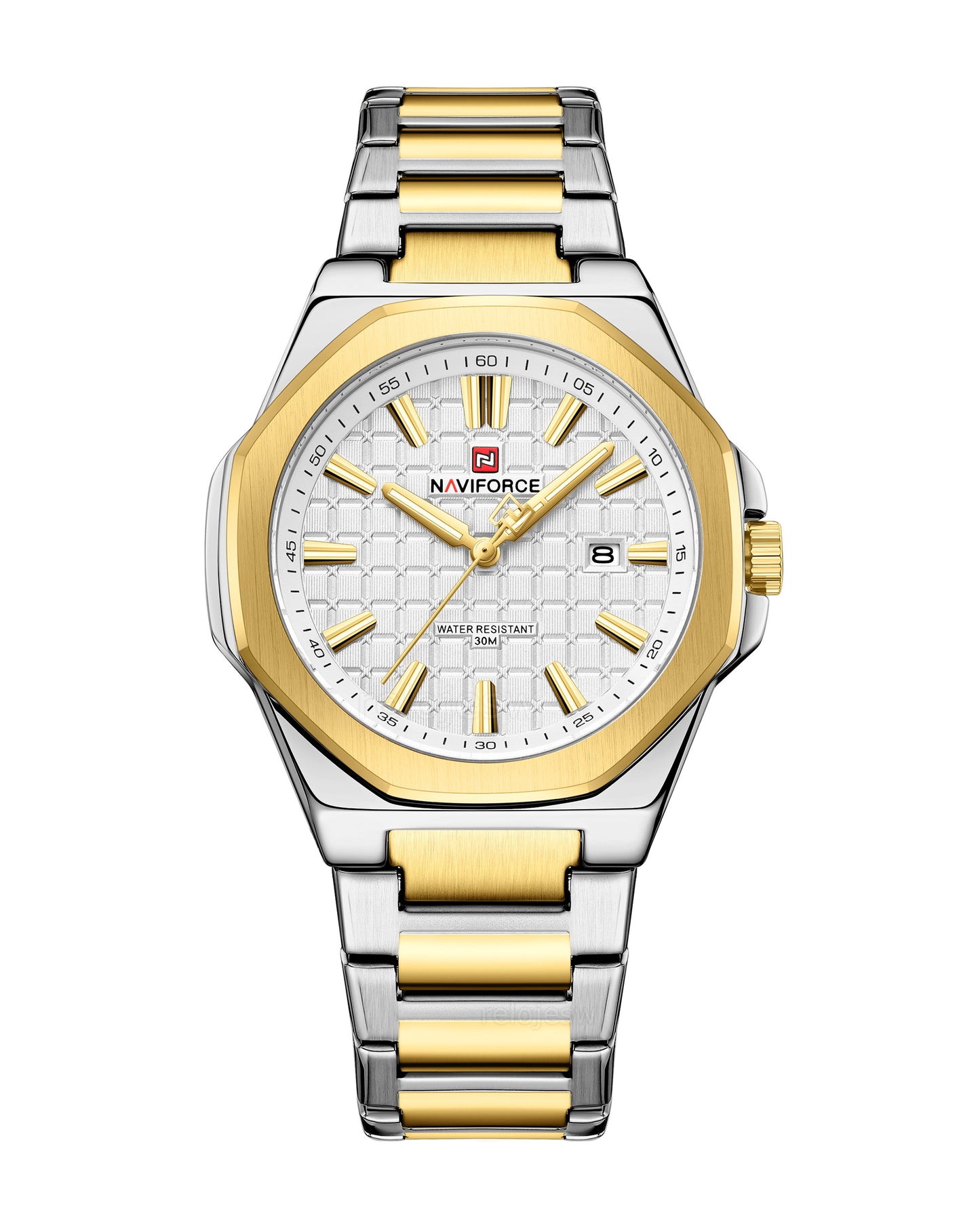 Reloj Naviforce Hombre Plateado y Dorado NF9258-BIBL