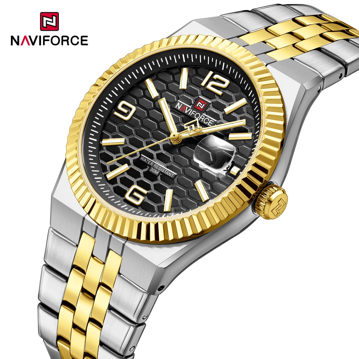 Reloj Naviforce Hombre Original Plateado y Dorado NF9277-BINE