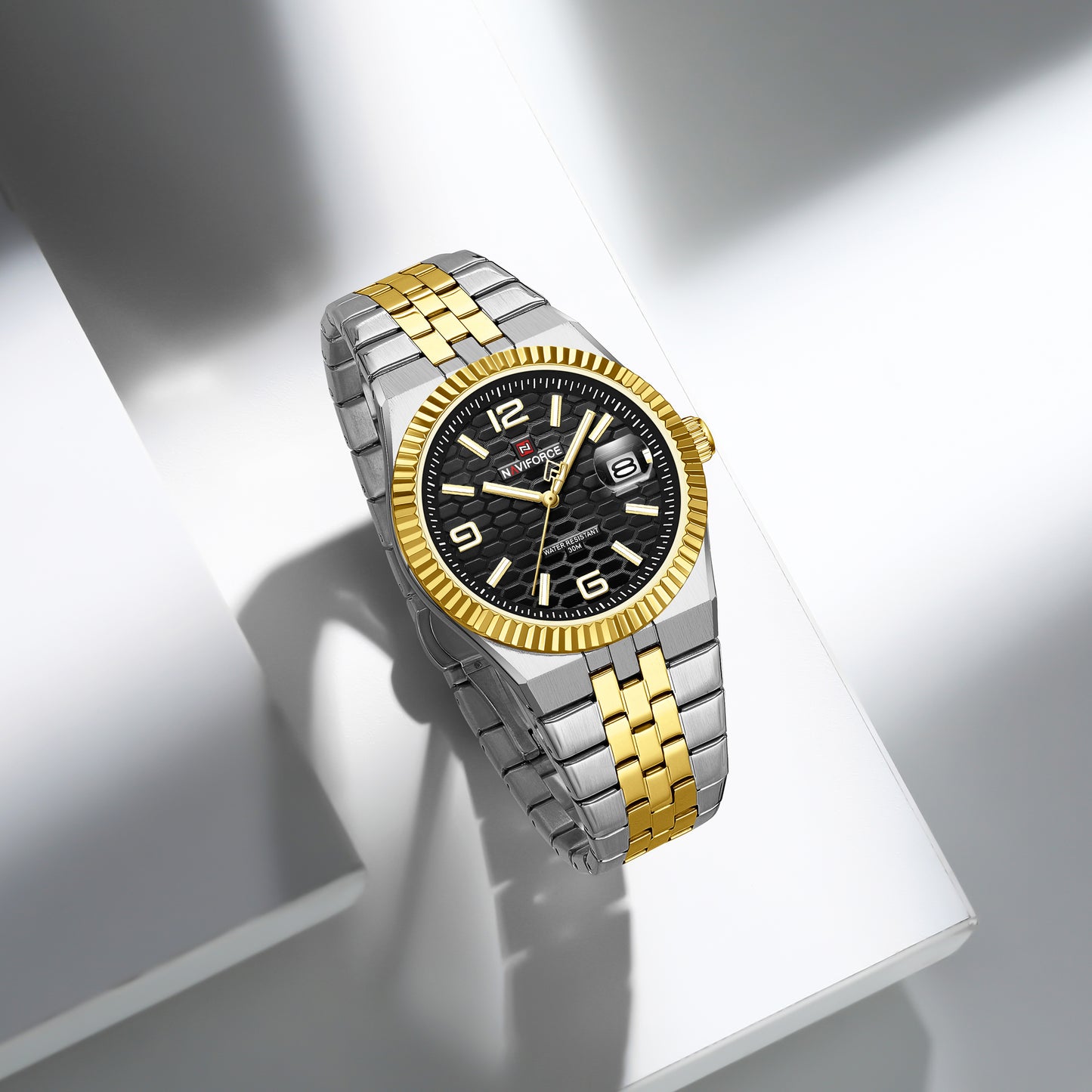 Reloj Naviforce Hombre Original Plateado y Dorado NF9277-BINE