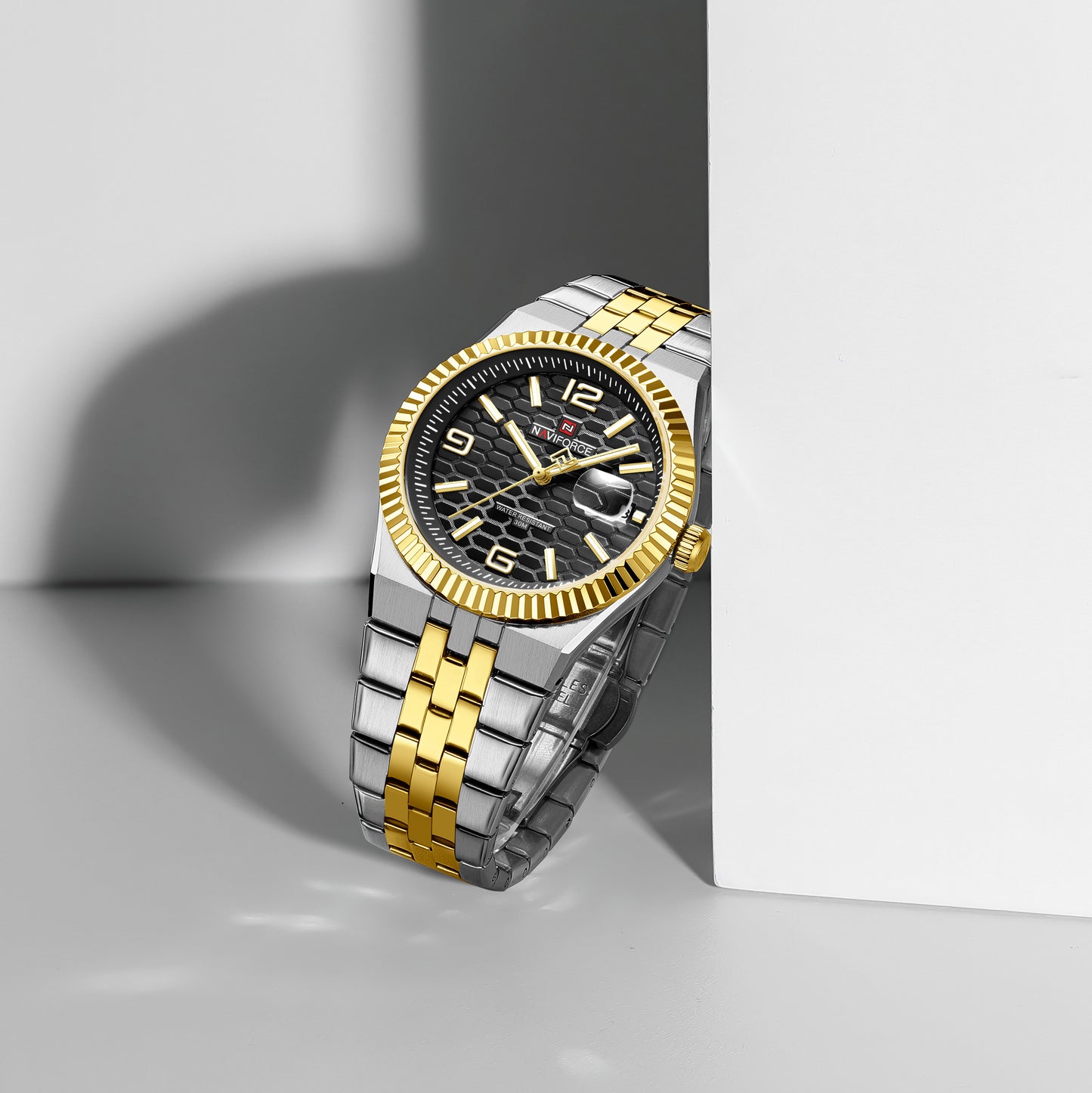 Reloj Naviforce Hombre Original Plateado y Dorado NF9277-BINE