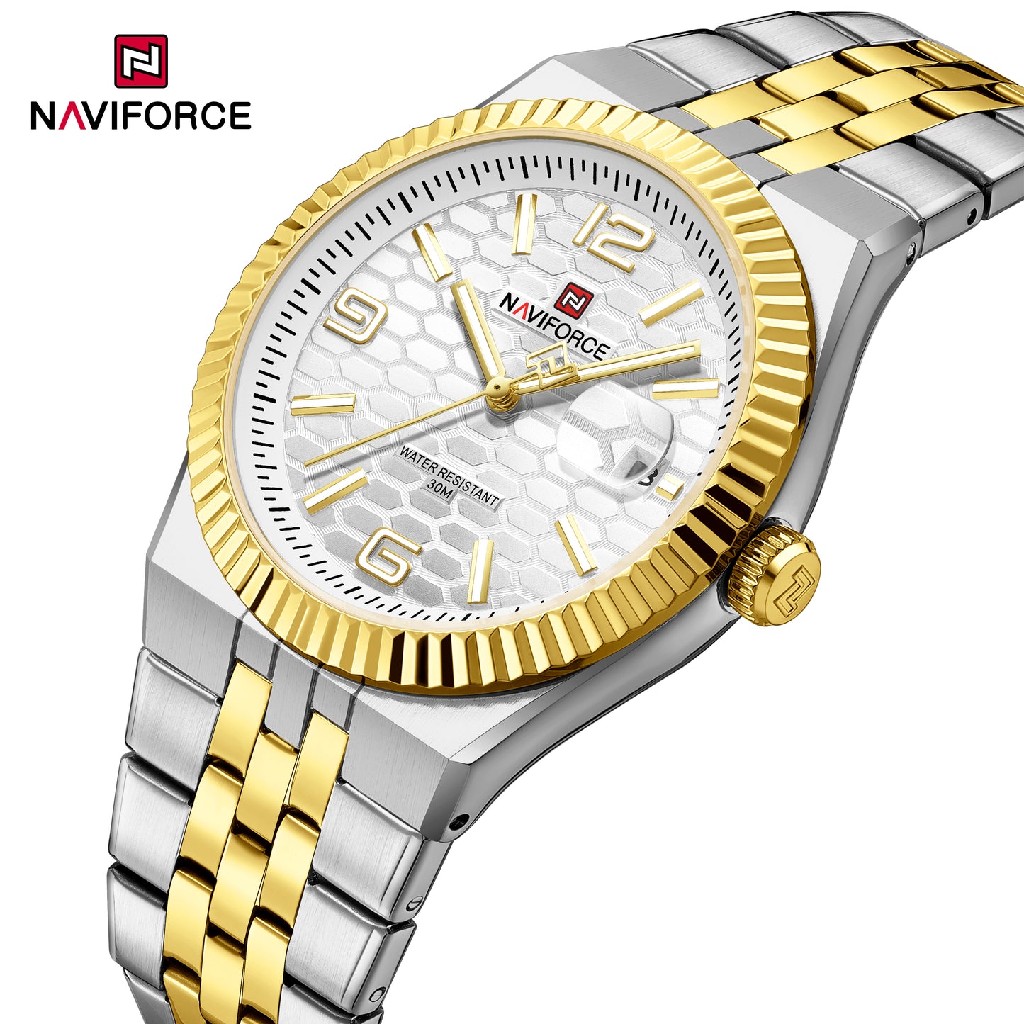 Reloj Naviforce Hombre Original Plateado y Dorado NF9277-BIPL