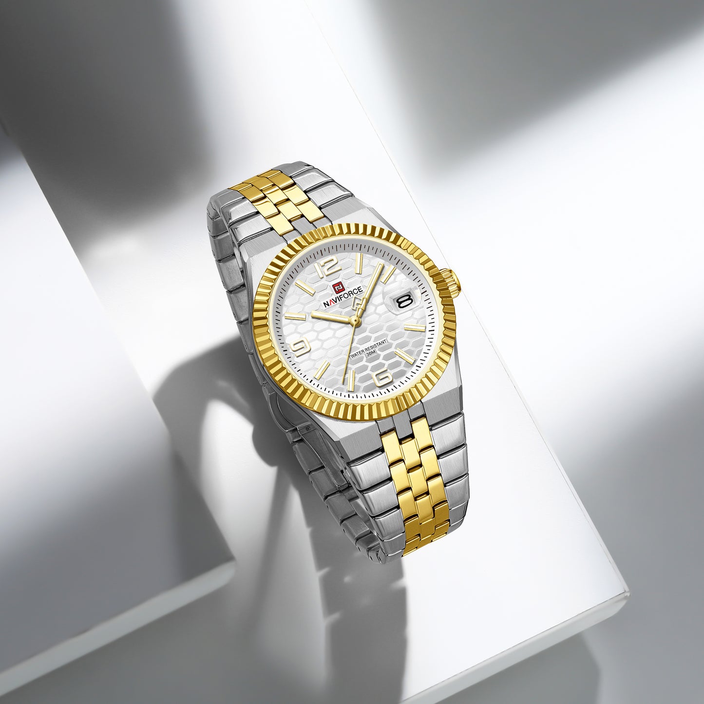 Reloj Naviforce Hombre Original Plateado y Dorado NF9277-BIPL