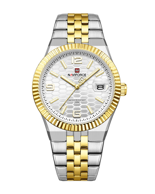 Reloj Naviforce Hombre Original Plateado y Dorado NF9277-BIPL