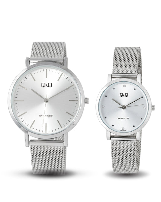 Reloj Q&Q Pareja Dorado Malla C34A004Y-C35A005Y