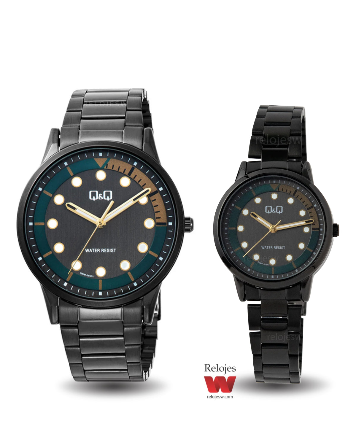 Reloj Q&Q Pareja Negro Q50B004Y-Q52B004Y