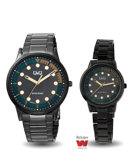 Reloj Q&Q Pareja Negro Q50B004Y-Q52B004Y