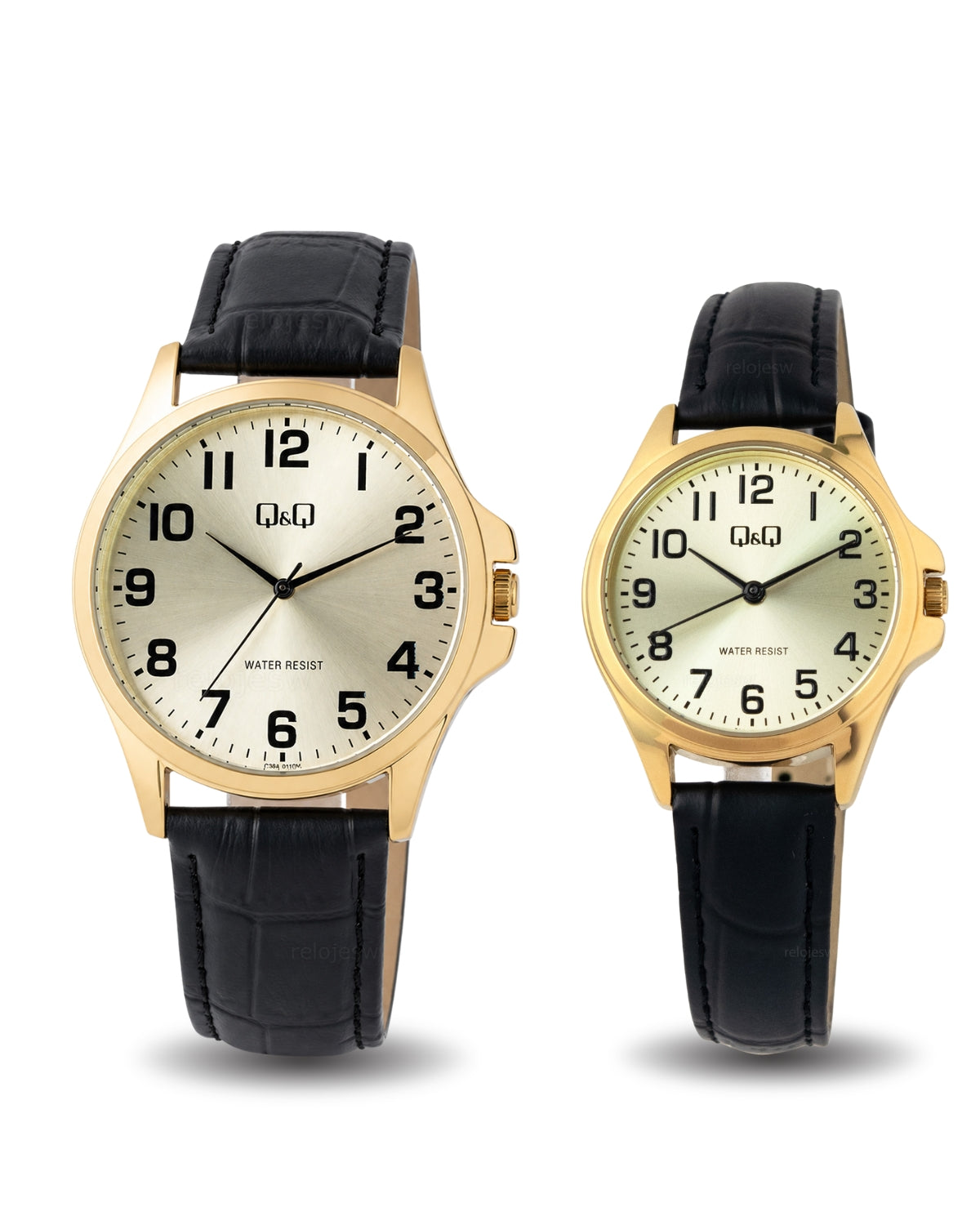 Reloj Q&Q Pareja Plateado Marrón C36A011Y-C37A011Y