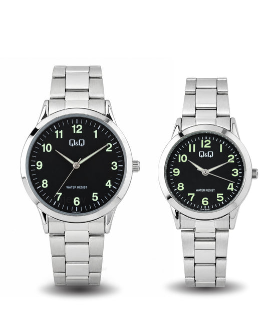 Reloj Q&Q Pareja Plateado C08A002Y-C11A004Y