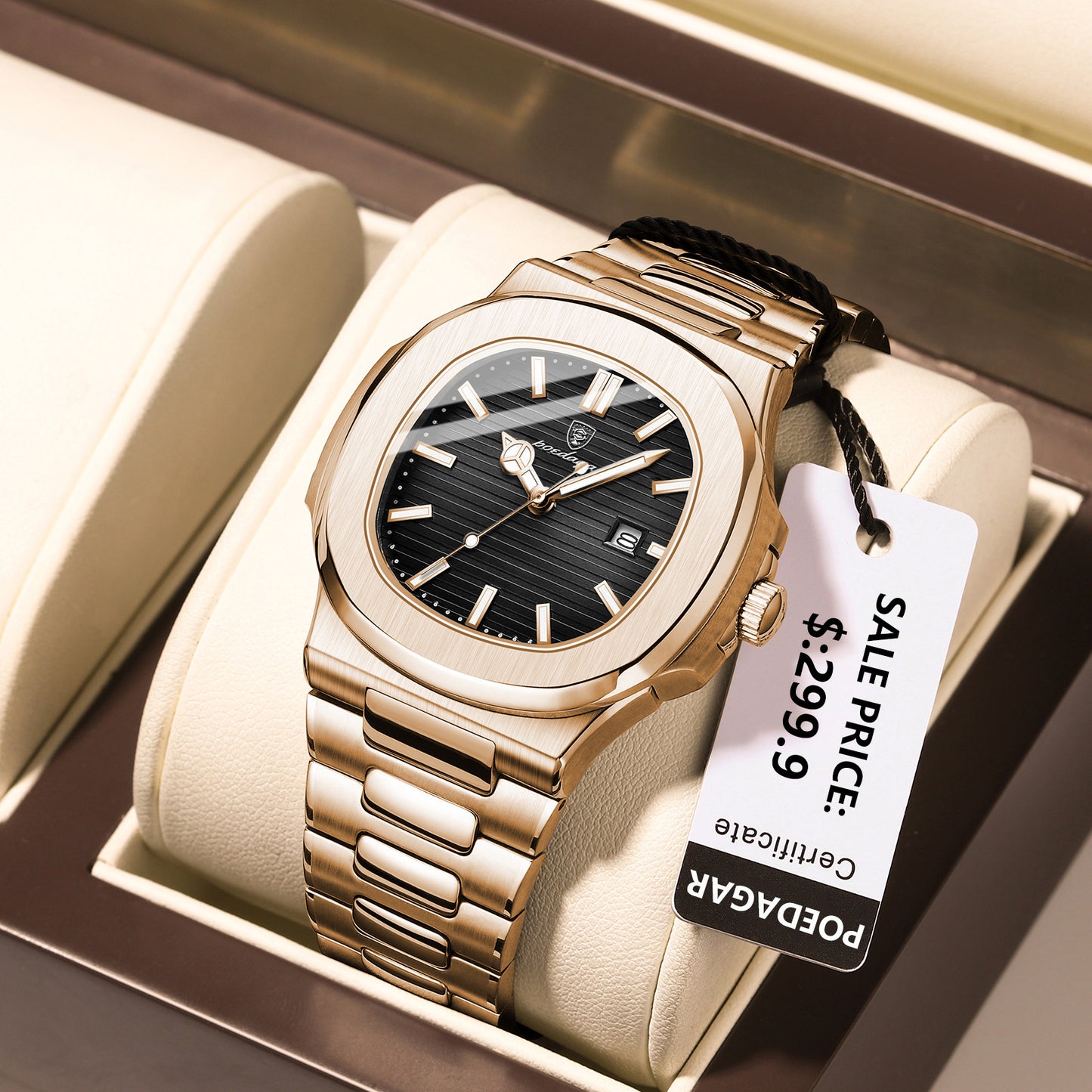 Reloj Poedagar Hombre Oro Rosa PG-613-ORNE