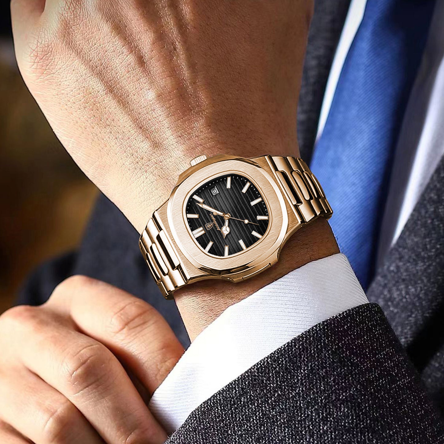 Reloj Poedagar Hombre Oro Rosa PG-613-ORNE