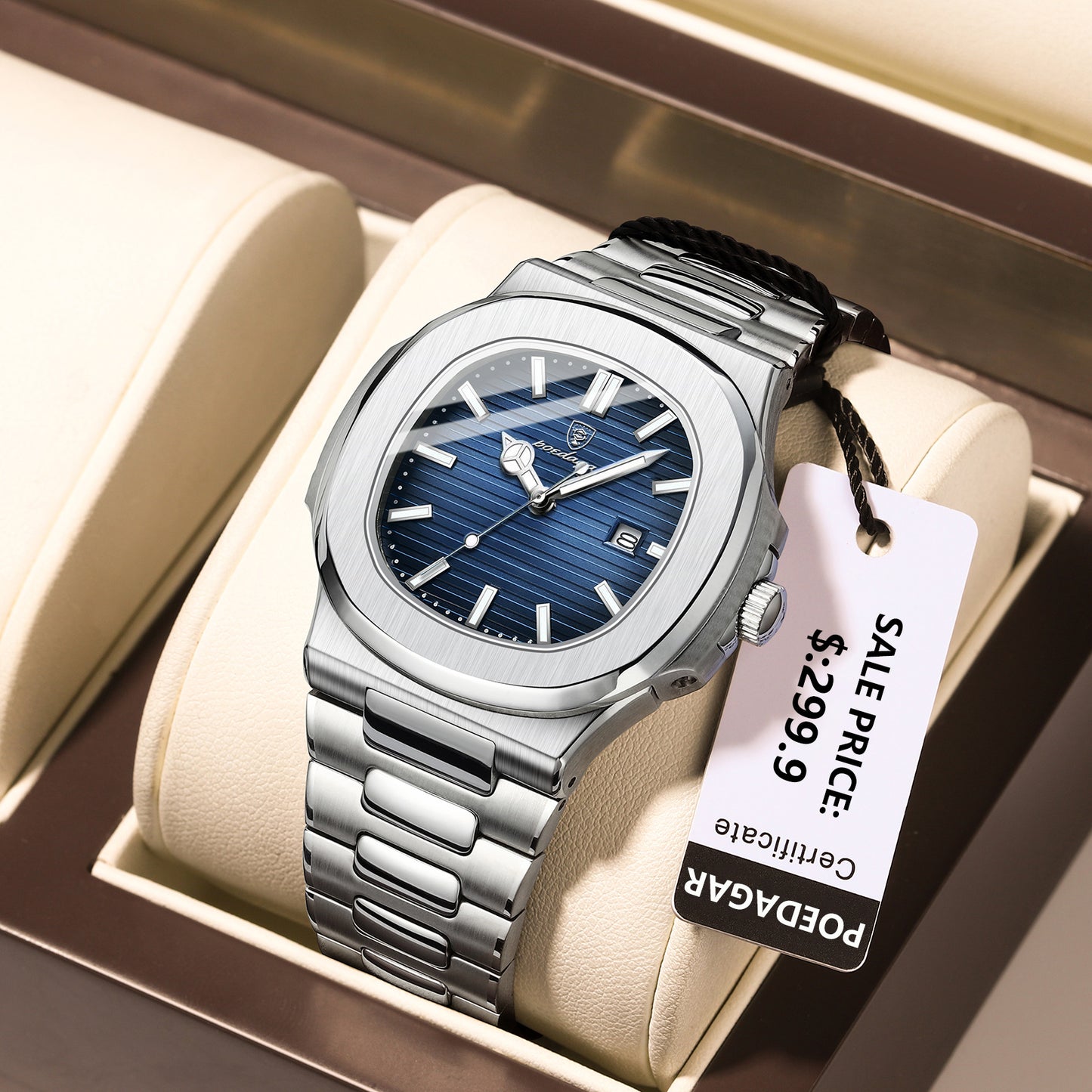 Reloj Poedagar Hombre Plateado PG-613-PLAZ