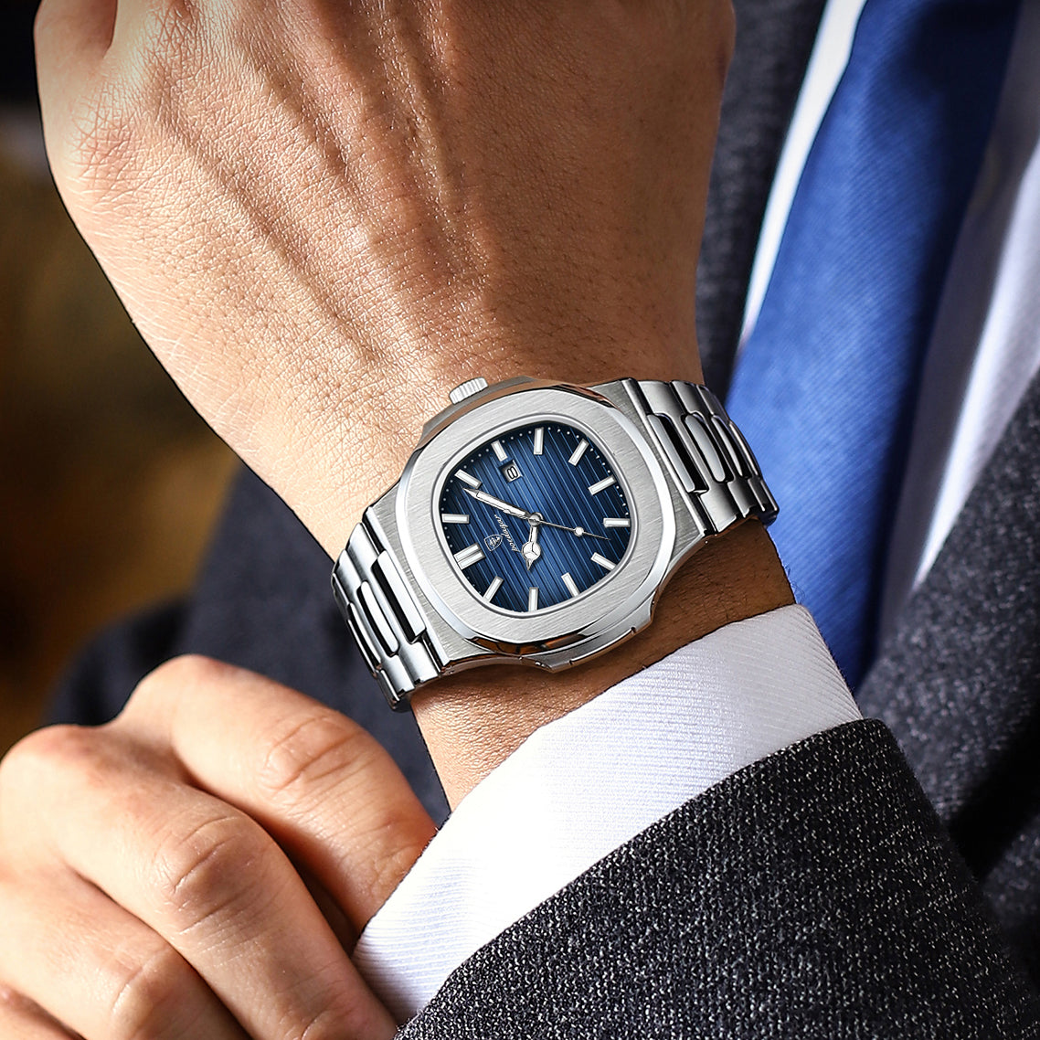 Reloj Poedagar Hombre Plateado PG-613-PLAZ