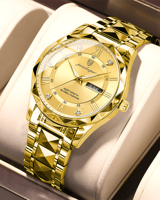 Reloj Poedagar Hombre Plateado Dorado PG-615-DODO