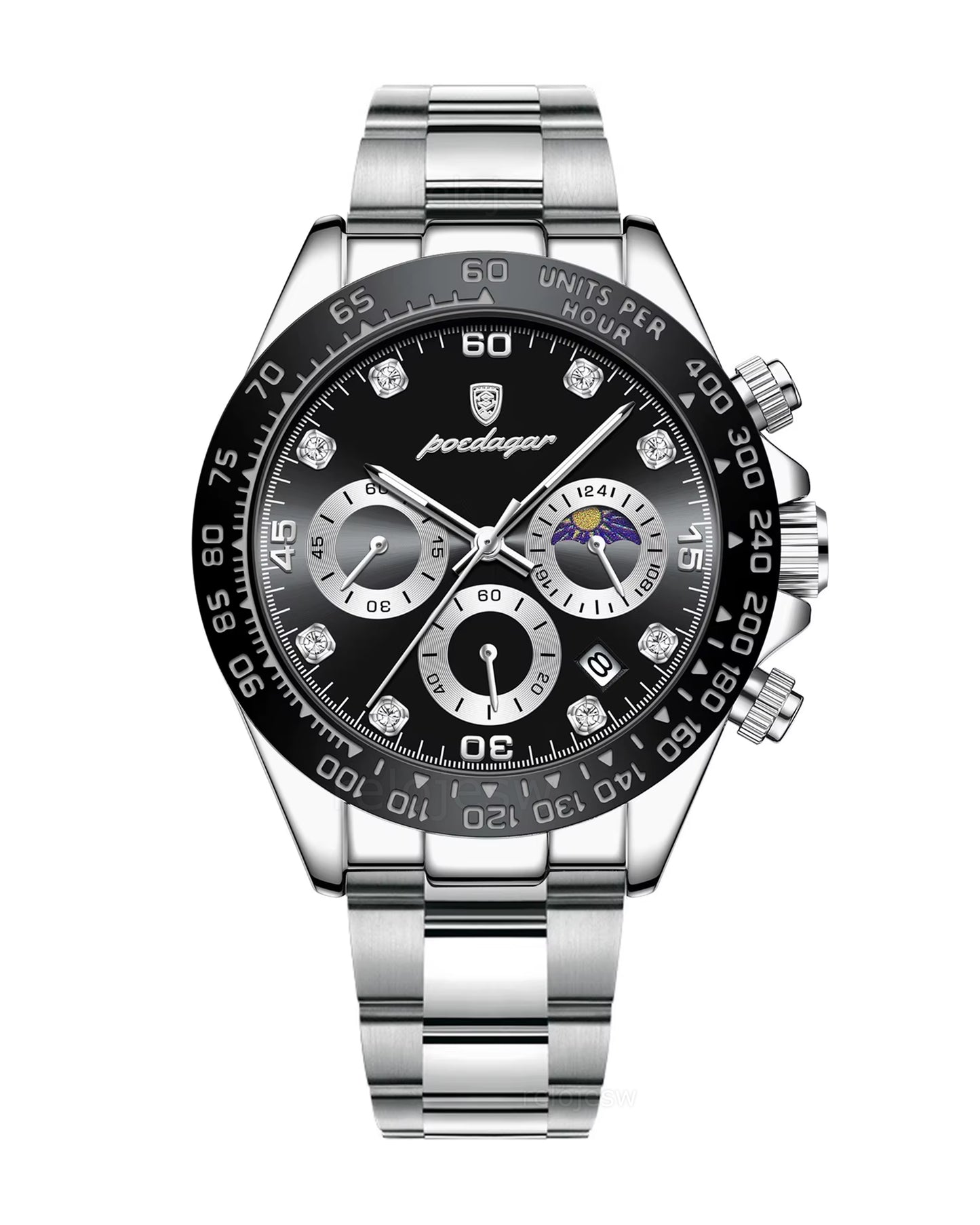 Reloj Poedagar Hombre Original Plateado PG-629-PLNE