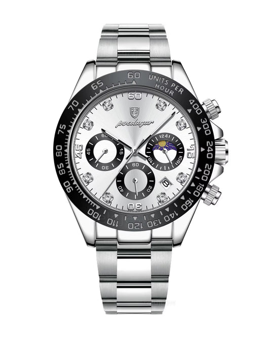 Reloj Poedagar Hombre Original Plateado PG-629-PLPL