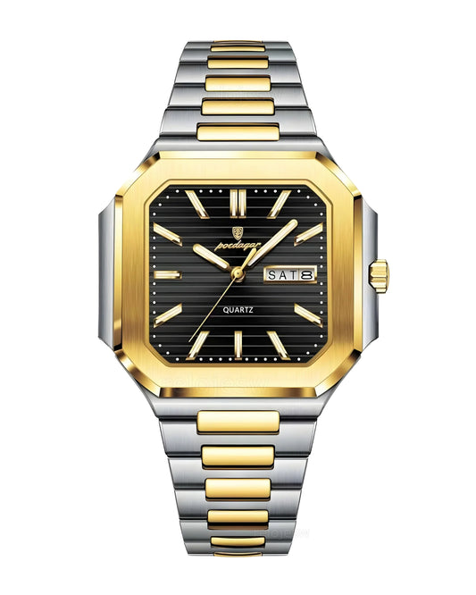 Reloj Poedagar Hombre Original Plateado y Dorado PG-672-BINE