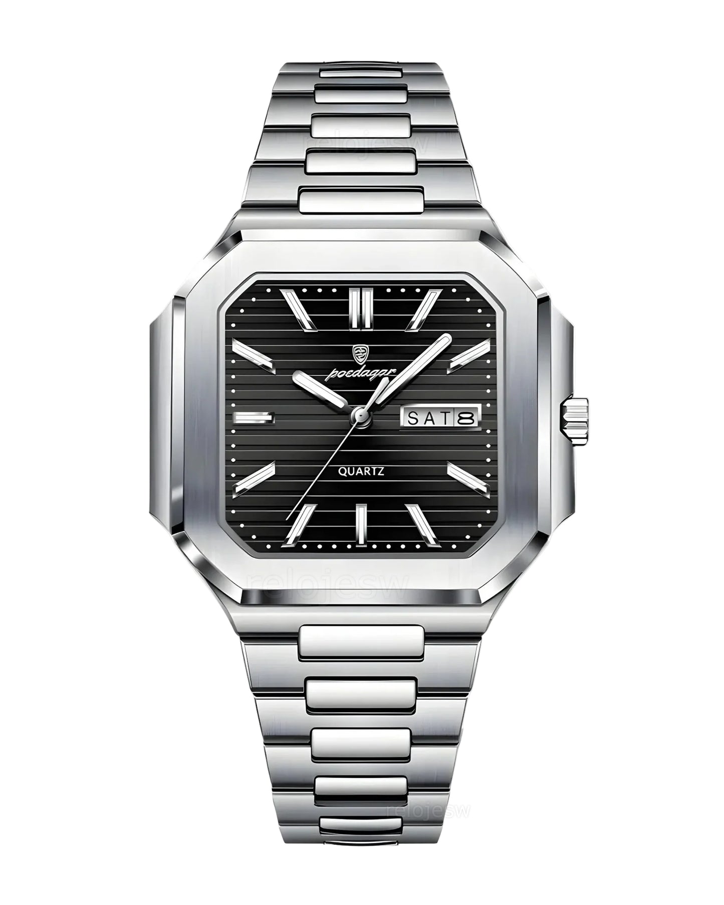 Reloj Poedagar Hombre Original Plateado PG-672-PLNE