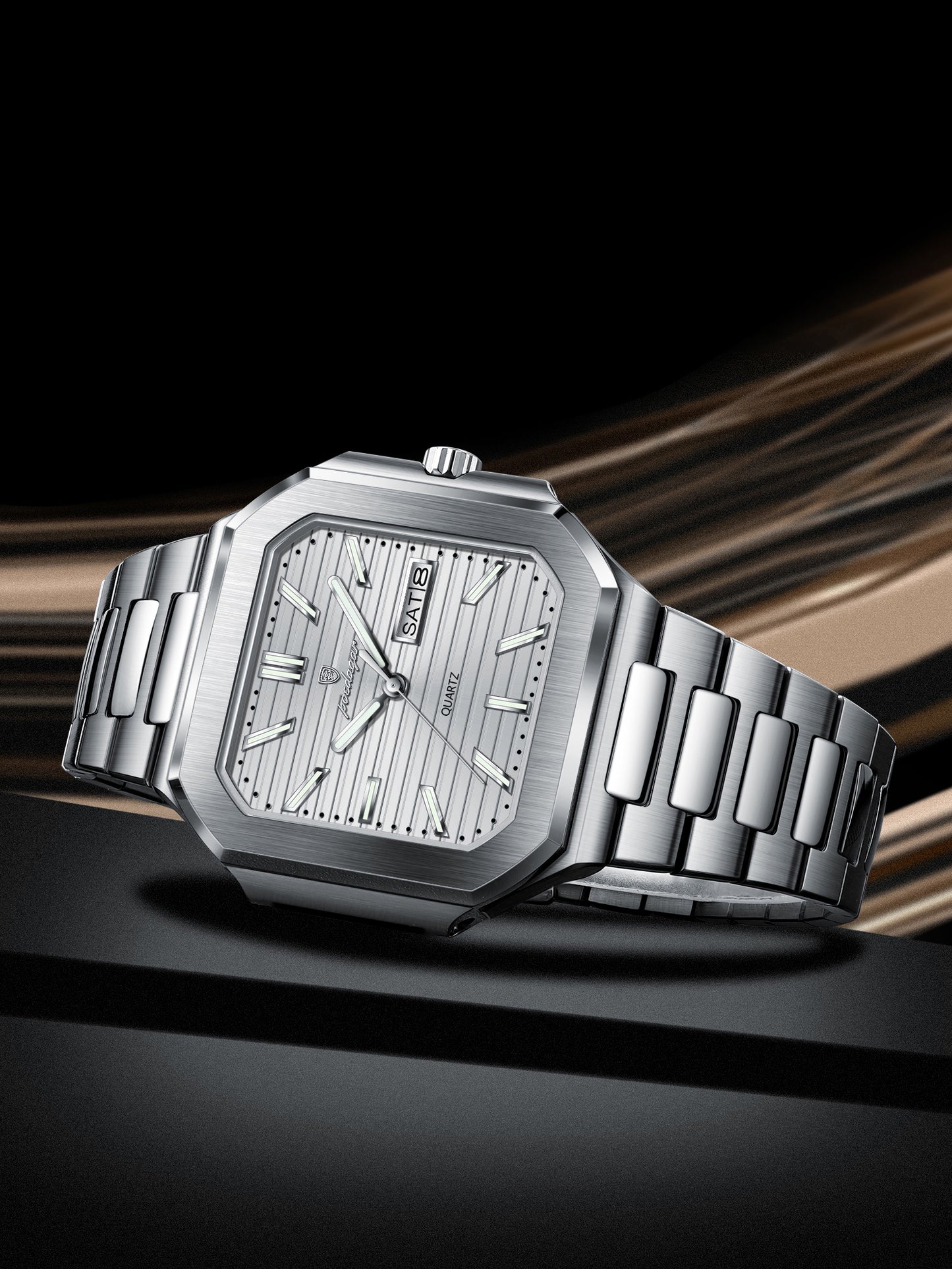 Reloj Poedagar Hombre Plateado PG-672-PLPL