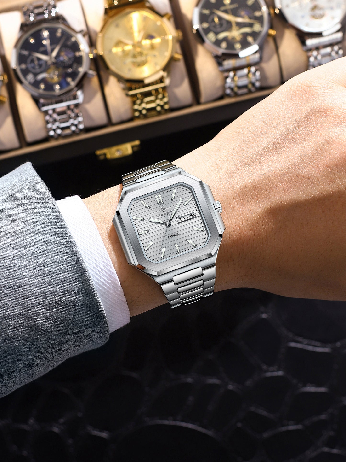 Reloj Poedagar Hombre Plateado PG-672-PLPL