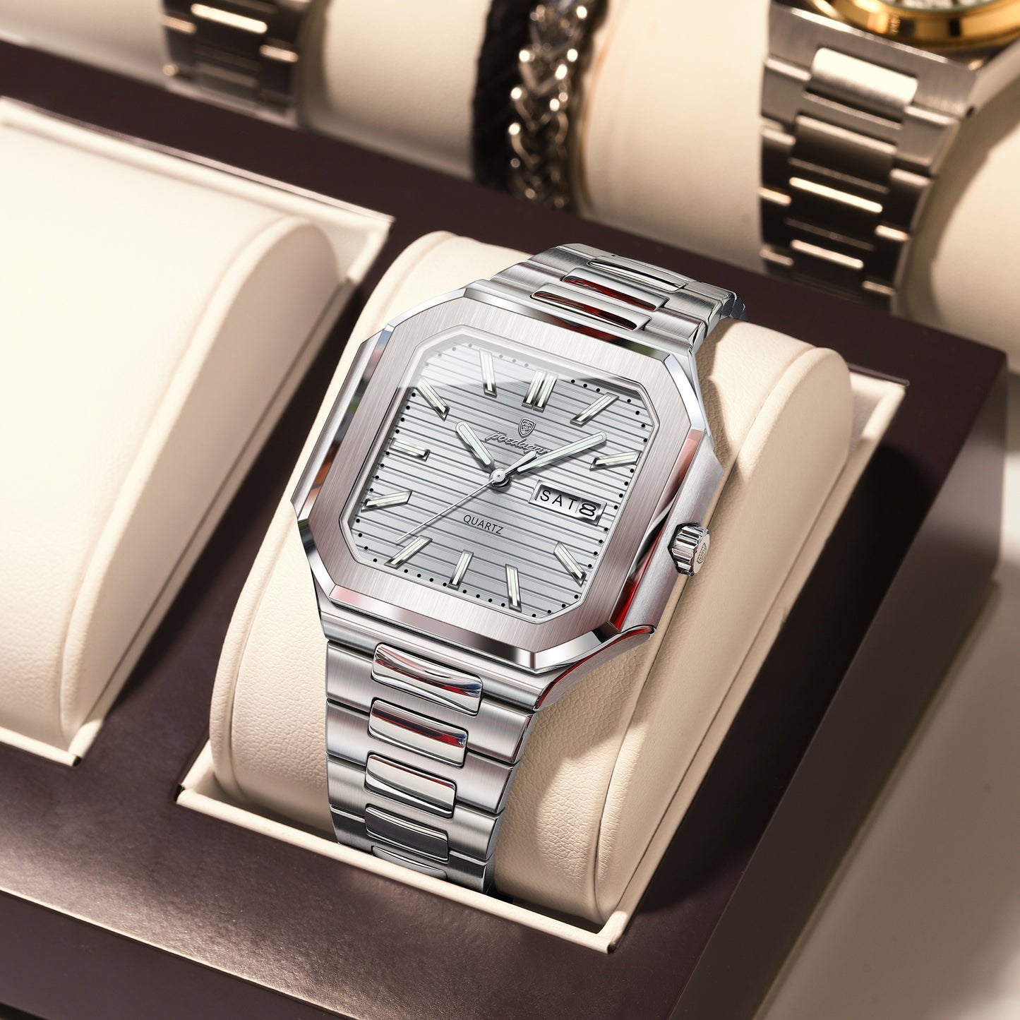 Reloj Poedagar Hombre Plateado PG-672-PLPL