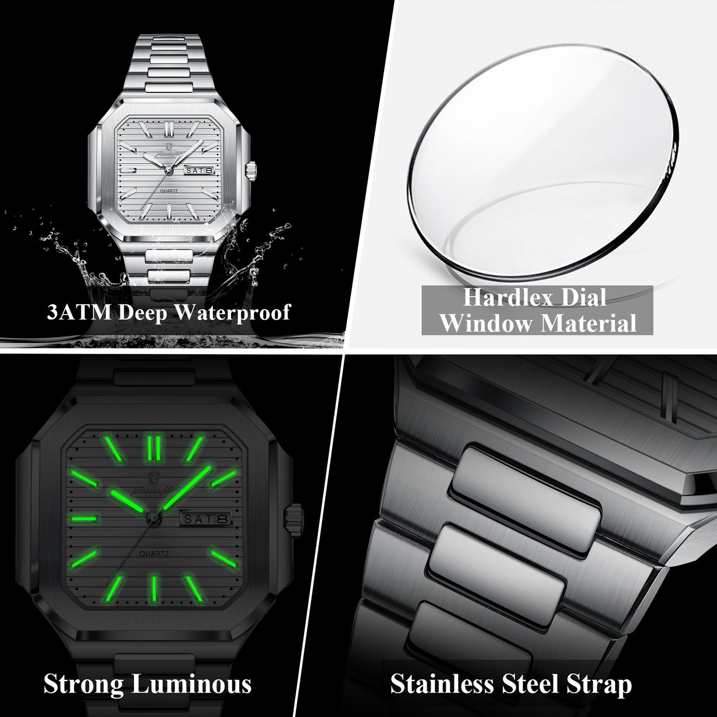 Reloj Poedagar Hombre Plateado PG-672-PLPL