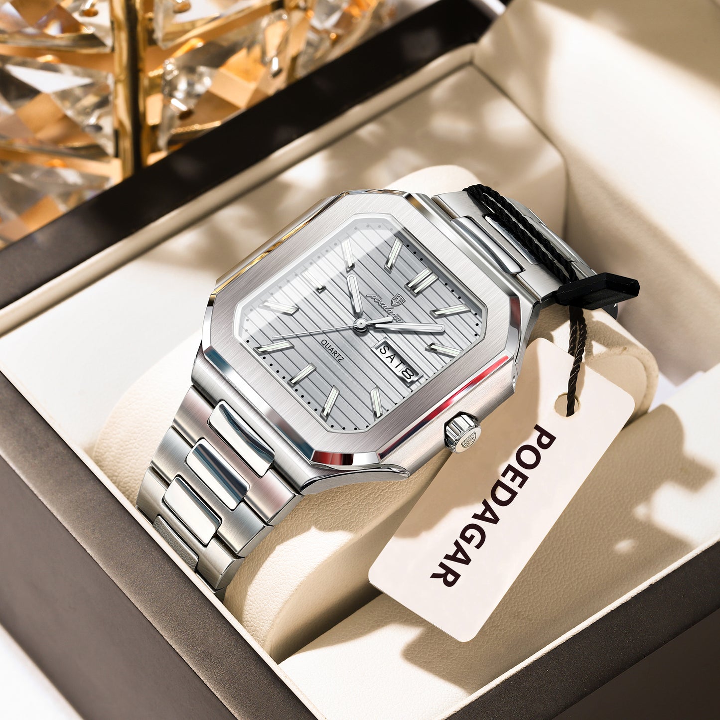 Reloj Poedagar Hombre Plateado PG-672-PLPL