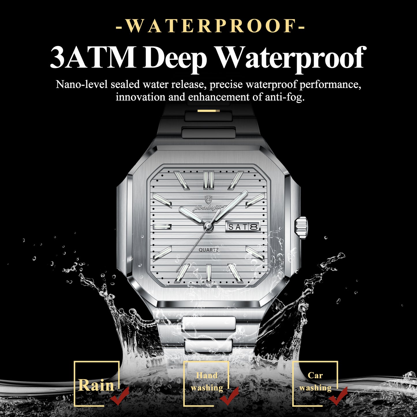Reloj Poedagar Hombre Plateado PG-672-PLPL