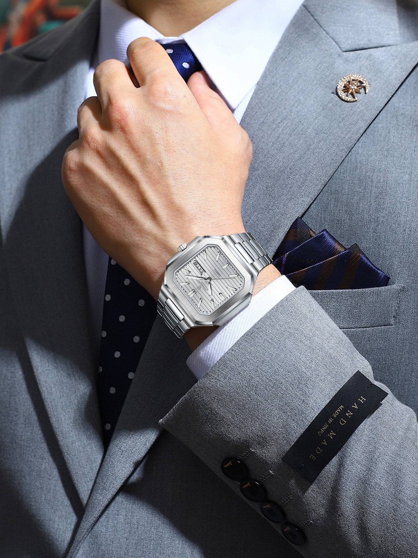 Reloj Poedagar Hombre Plateado PG-672-PLPL