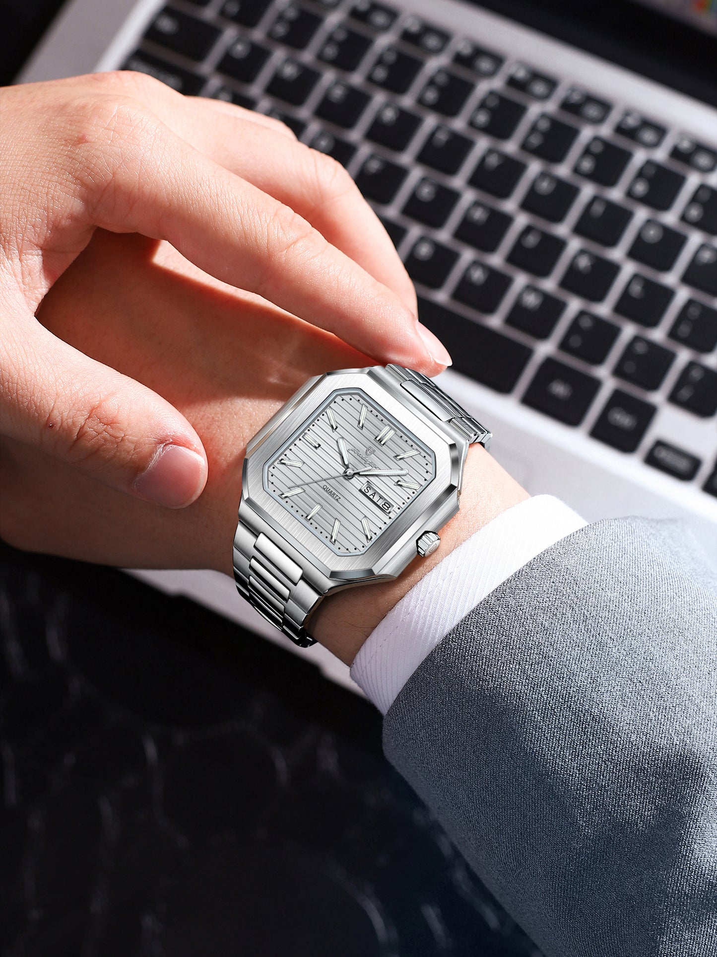 Reloj Poedagar Hombre Plateado PG-672-PLPL