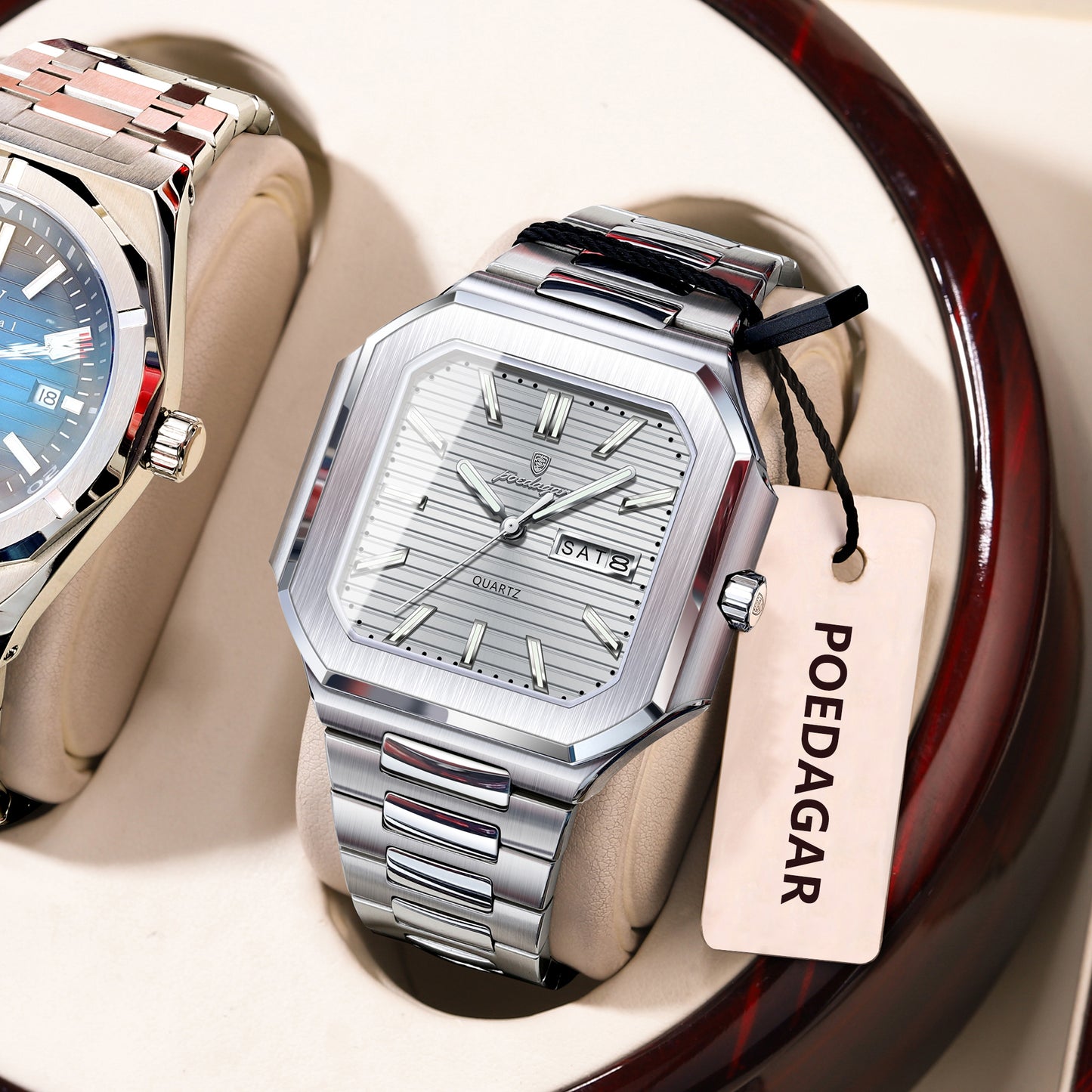 Reloj Poedagar Hombre Plateado PG-672-PLPL