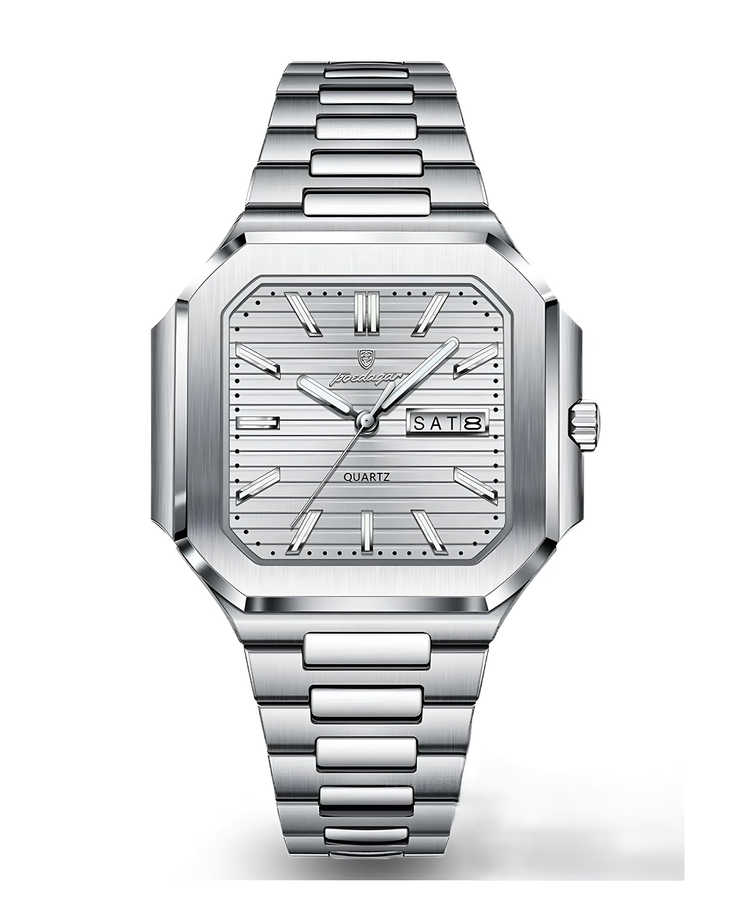 Reloj Poedagar Hombre Plateado PG-672-PLPL