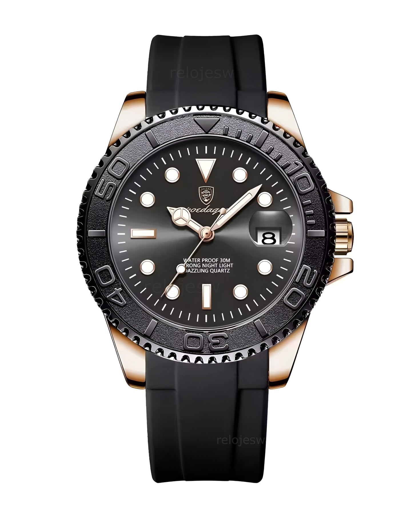 Reloj Poedagar Hombre Original Negro PG-680-NEOR