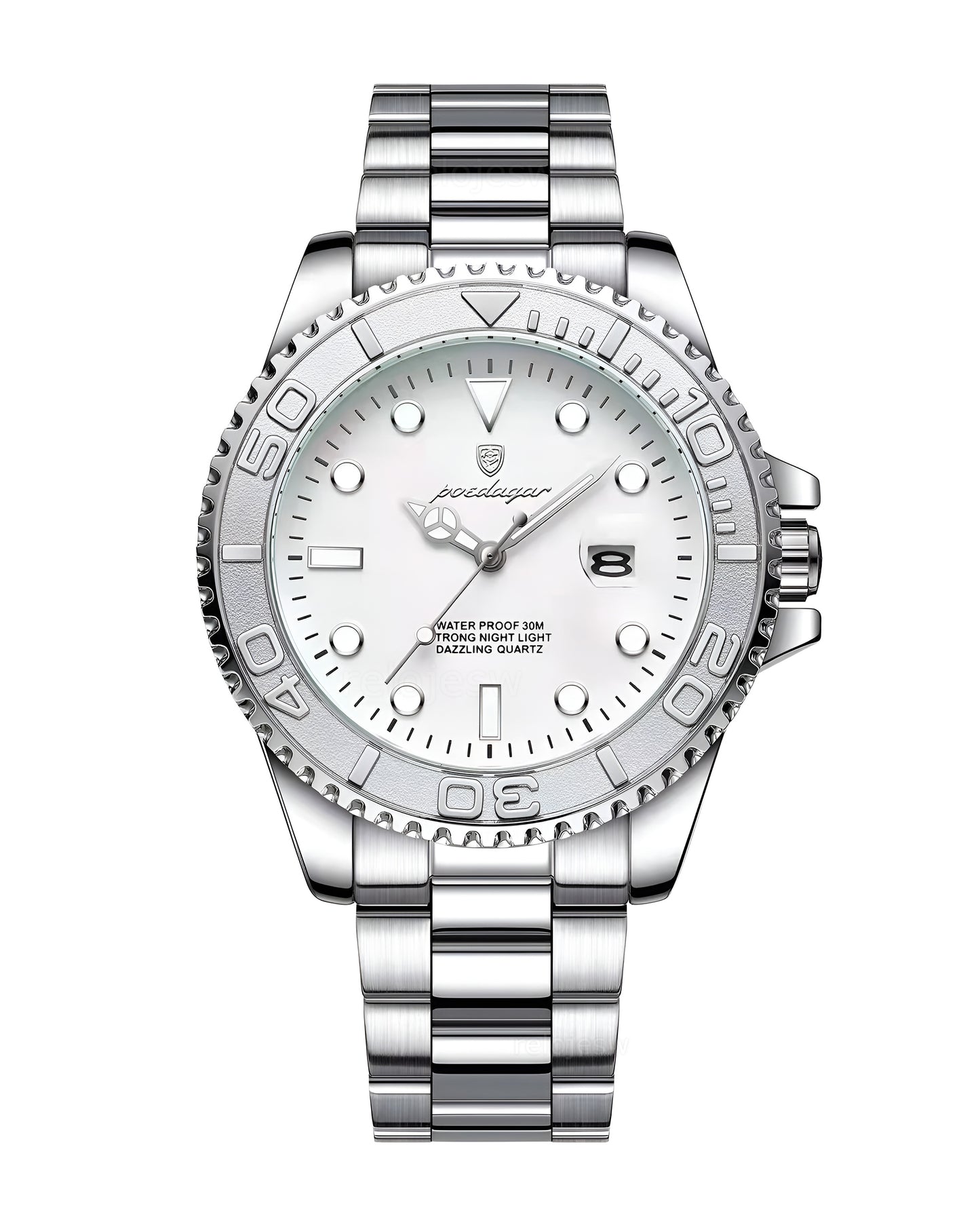 Reloj Poedagar Hombre Original Plateado PG-680-PLPL