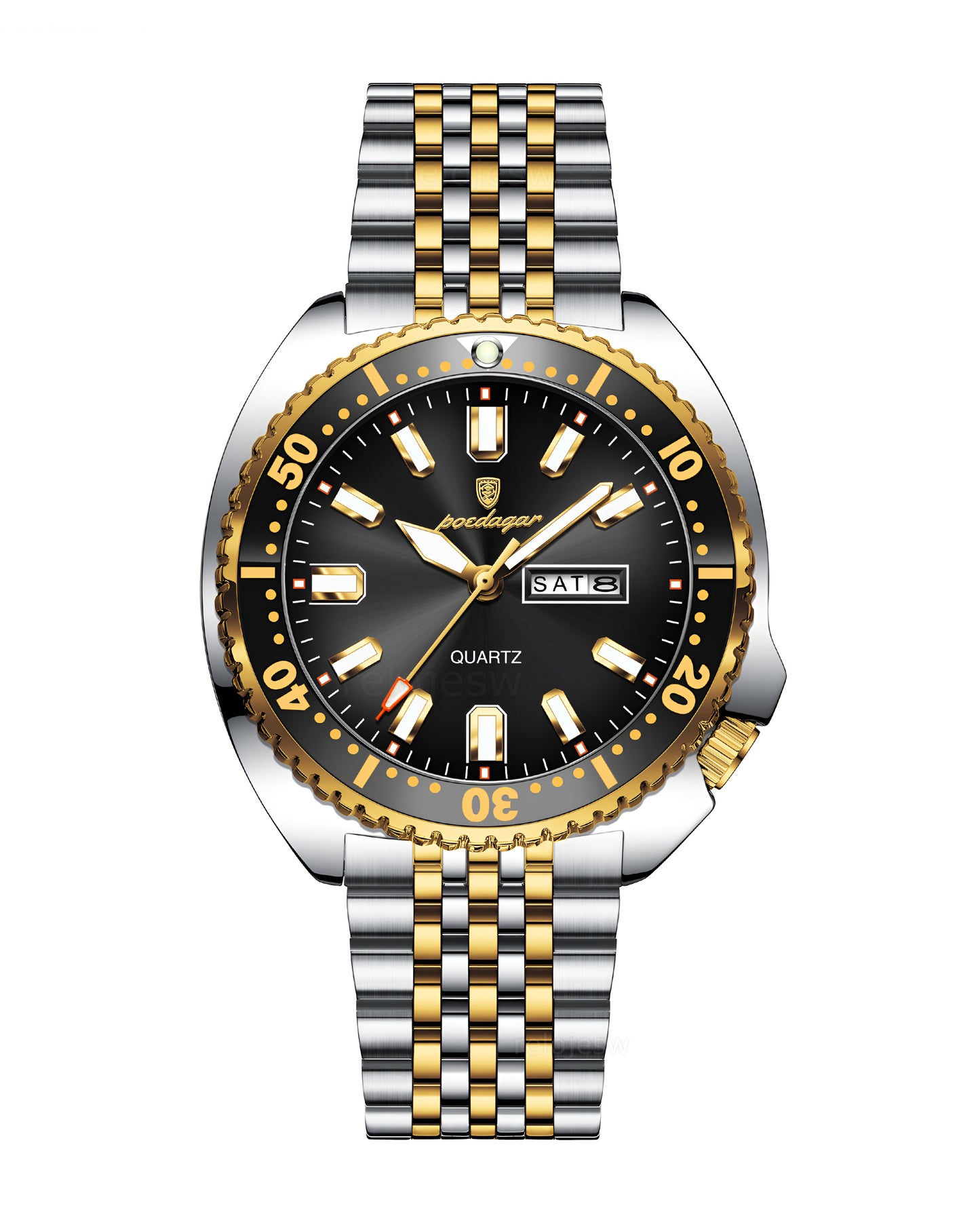 Reloj Poedagar Hombre Original Plateado y Dorado PG-682-BINE