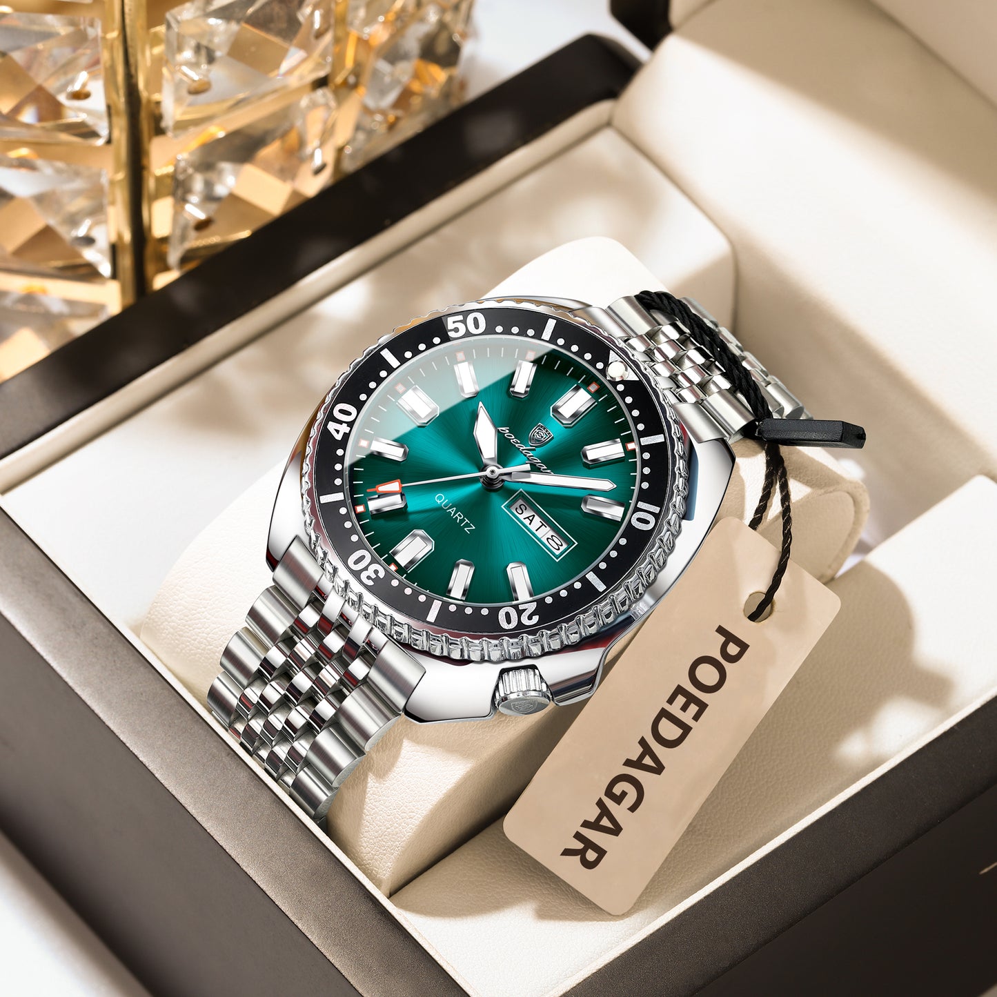 Reloj Poedagar Hombre Original Plateado PG-682-PLAZ