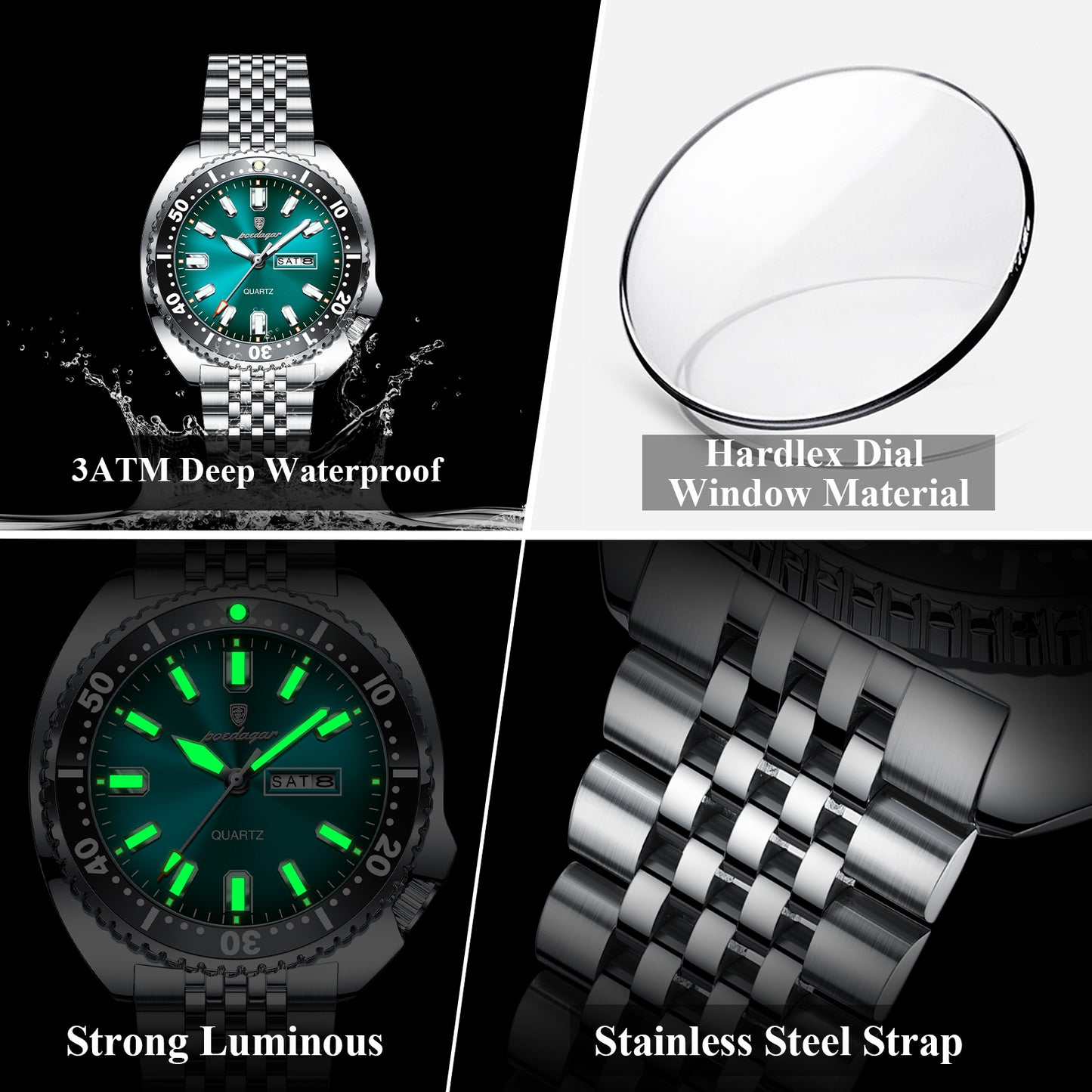 Reloj Poedagar Hombre Original Plateado PG-682-PLAZ