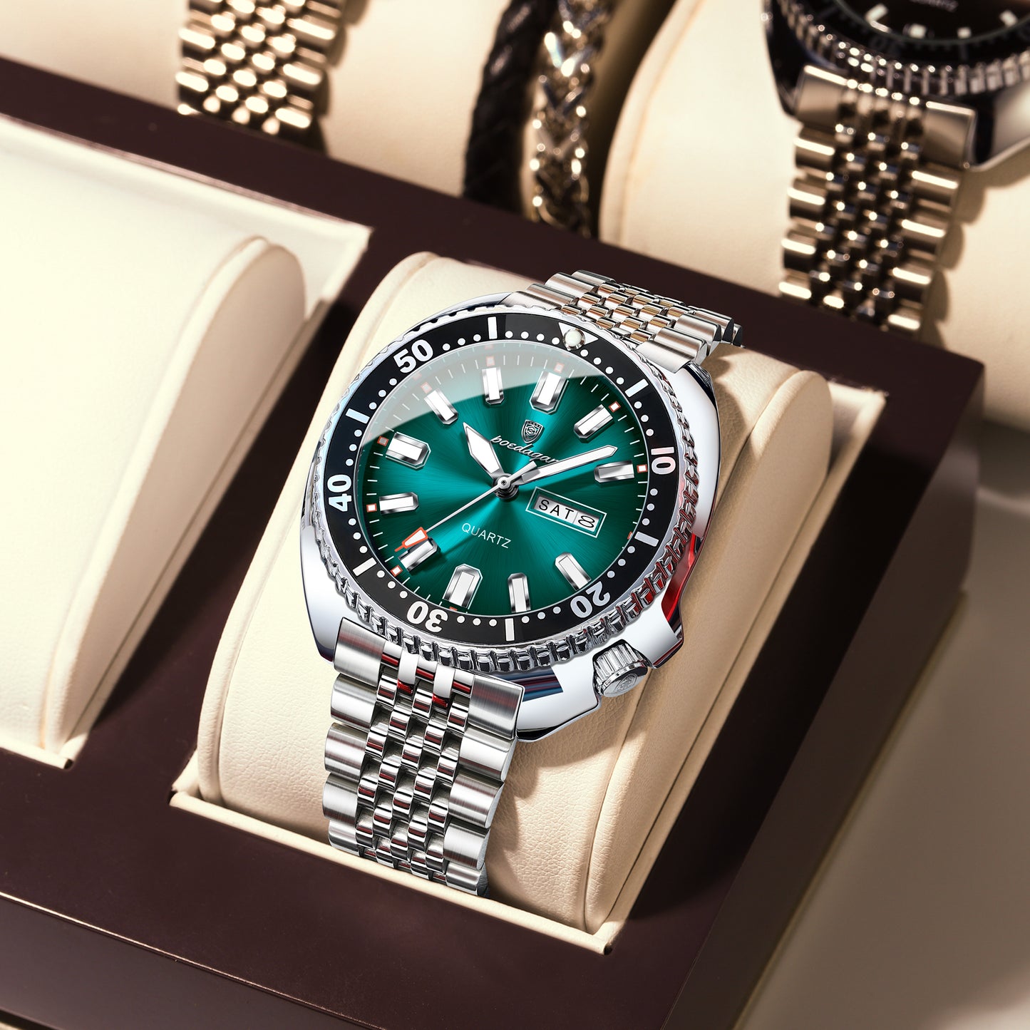 Reloj Poedagar Hombre Original Plateado PG-682-PLAZ