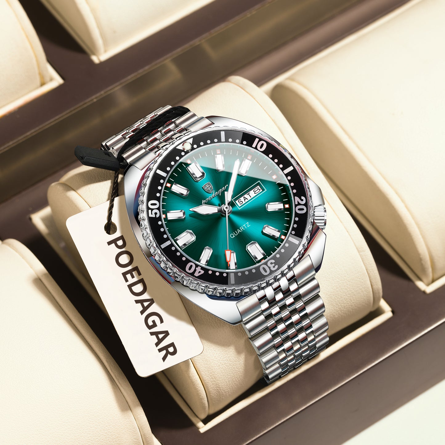 Reloj Poedagar Hombre Original Plateado PG-682-PLAZ