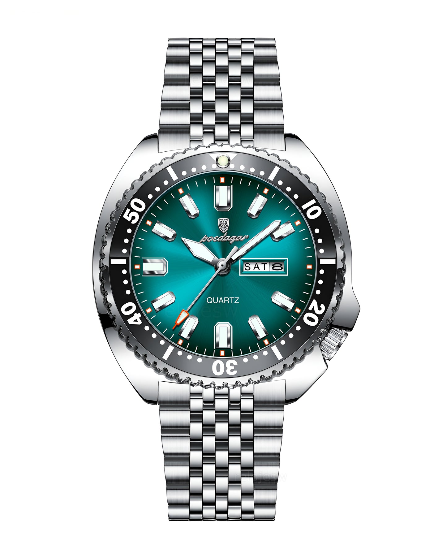 Reloj Poedagar Hombre Original Plateado PG-682-PLAZ